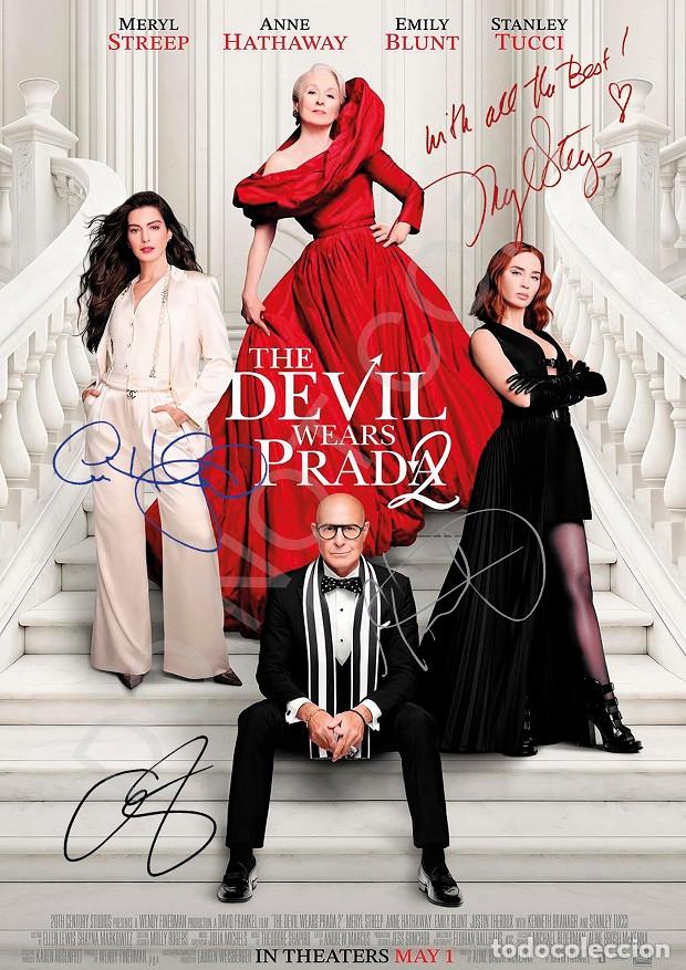 Cine: Meryl Streep Anne Hathaway Emily Blunt Diablo Viste Prada 2 Autografo Foto RP
