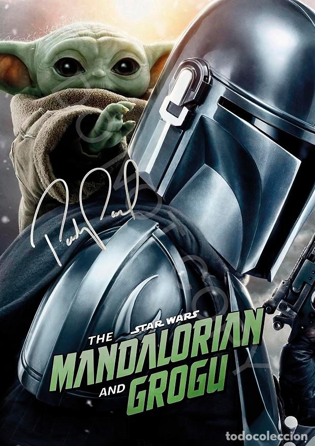 Cine: Pedro Pascal Mandalorian y Grogu Autografo Foto RP Movie Poster