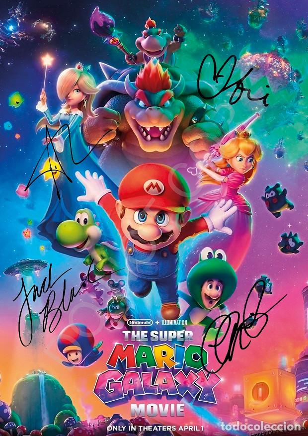 Cine: Super Mario Galaxy Jack Black Brie Larson Chris Pratt +1 Autografo Foto RP