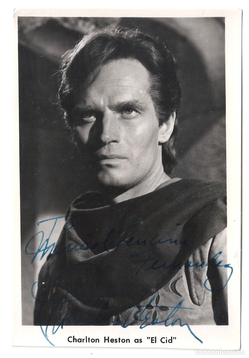 Cine: F37609 CHARLTON HESTON EL CID AUTOGRAFO FOTO DE EPOCA
