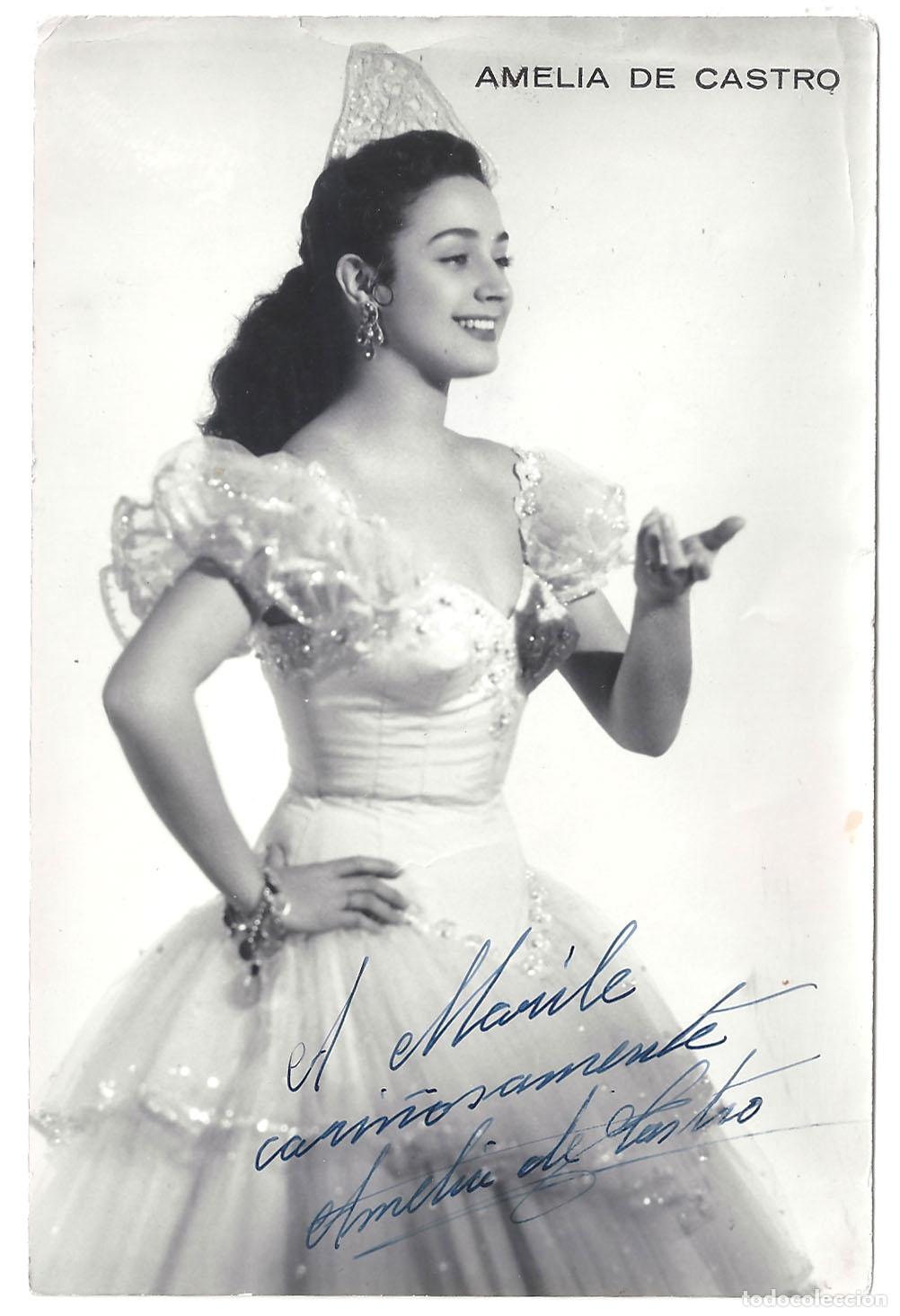 Cinema: F37624 AMELIA DE CASTRO AUTOGRAFO FOTO B/N ORIGINAL ESPA&Ntilde;OLA FOTOGRAFO ROMAN