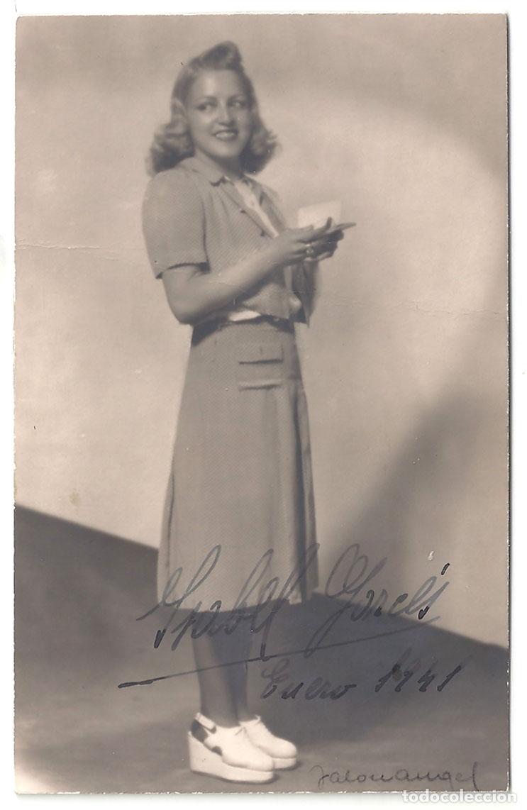 Kino: F37636 ISABEL GARCES AUTOGRAFO FOTO B/N ORIGINAL ESPA&Ntilde;OLA