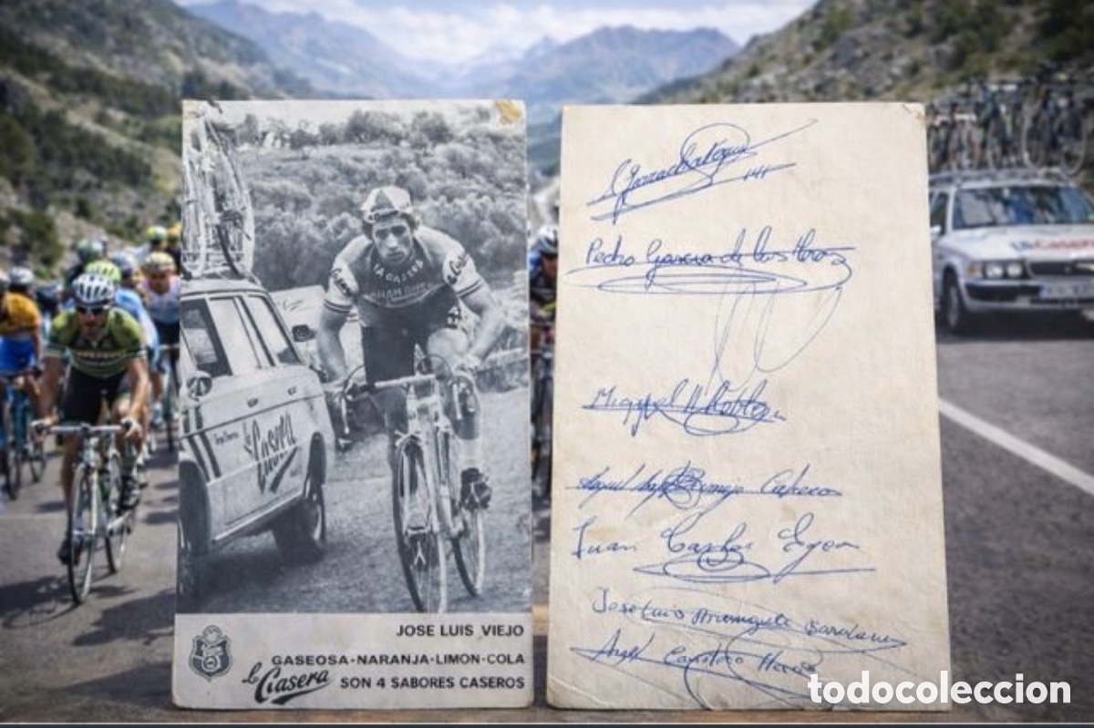 Cine: Antigua tarjeta ciclismo la casera con autografos
