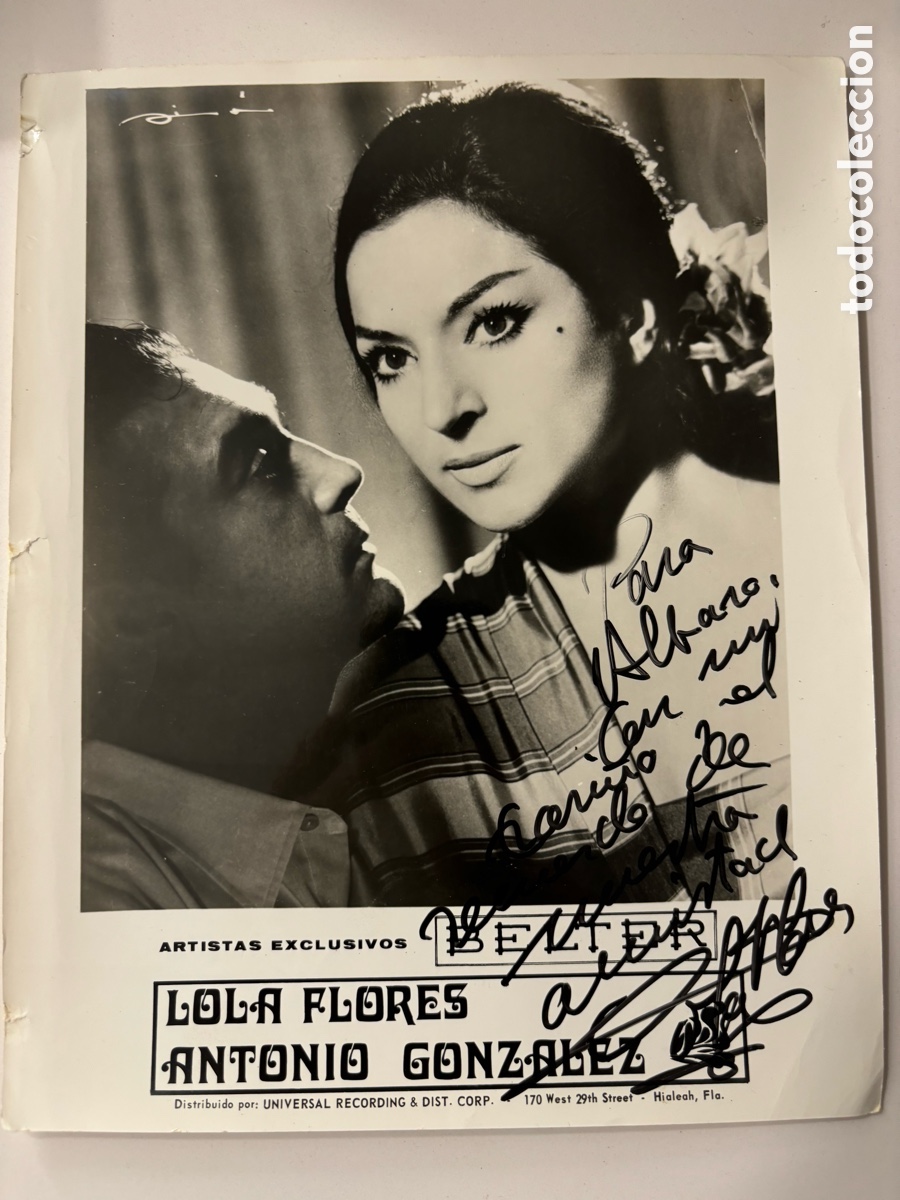Cine: Foto original con aut&oacute;grafo de Lola Flores publicidad discos Belter Estados Unidos M