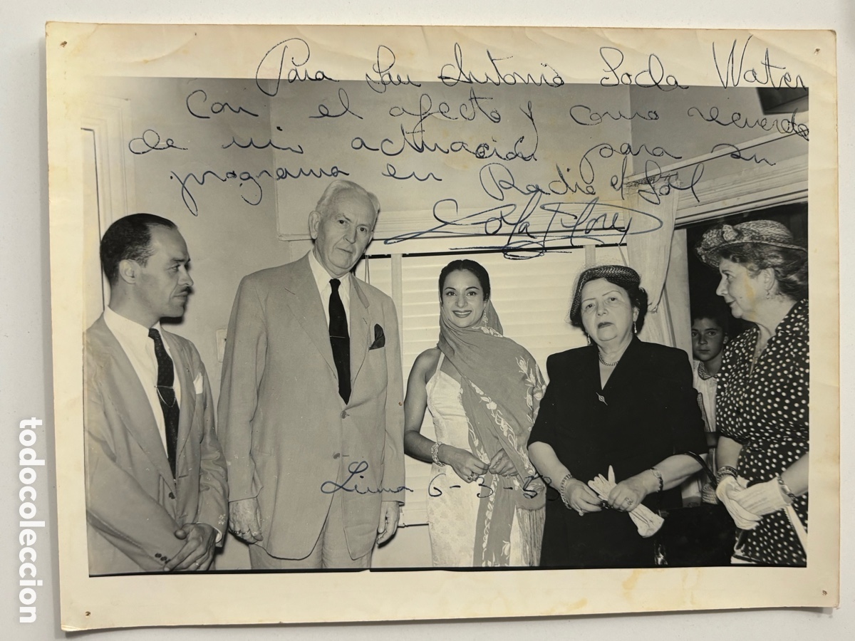 Cine: Foto original con aut&oacute;grafo de Lola Flores Radio el sol Lima M