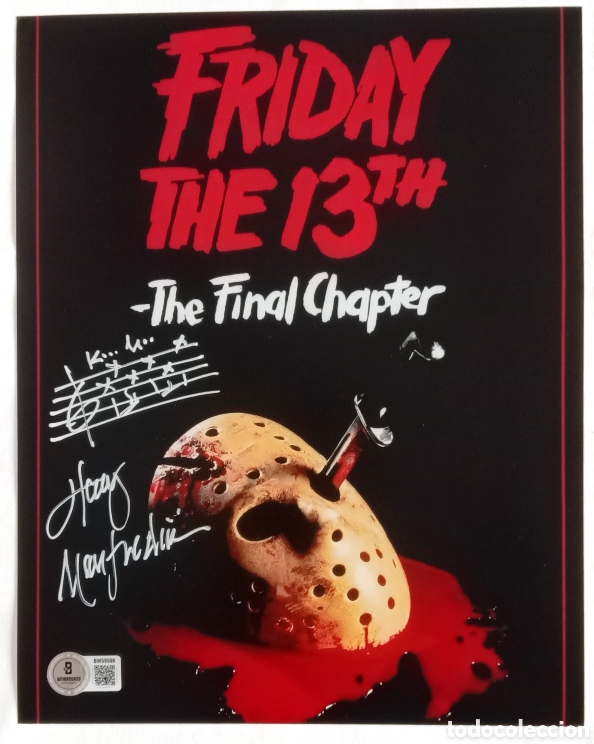 Cine: P&oacute;ster &rdquo;Viernes 13: El Cap&iacute;tulo Final&rdquo; Firmado por Harry Manfredini (Certificado Beckett)