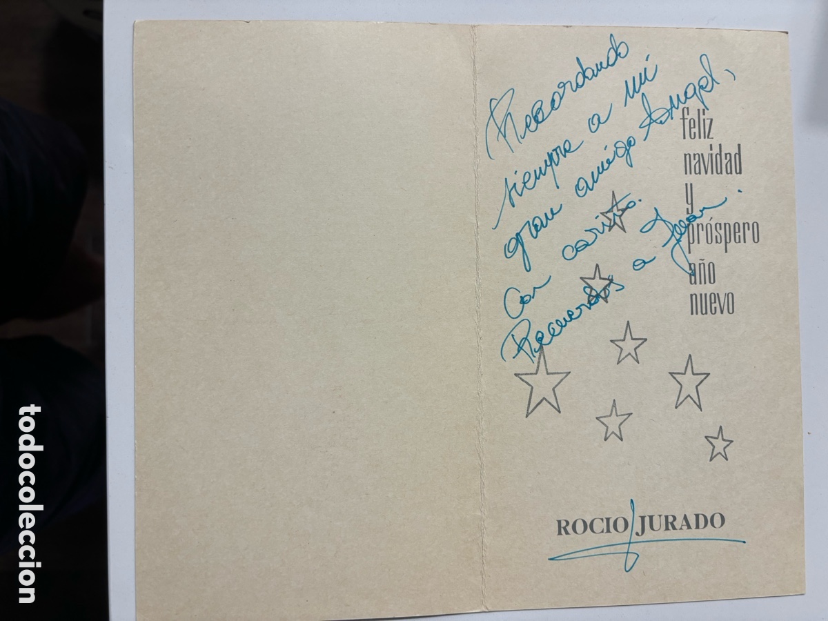 Cine: Tarjeta de navidad con dedicatoria de Roc&iacute;o Jurado M