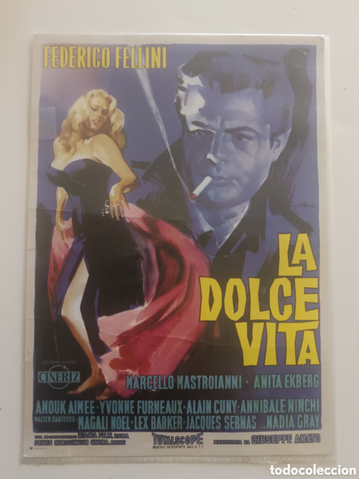 Cinema: Poster AUTOGRAFO da MARCELLO MASTROIANNI &rdquo;LA DOLCE VITA&rdquo;