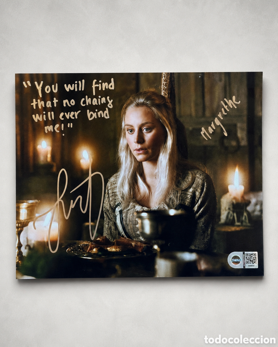 Cine: Foto autografiada Lucy Martin Vikings Margrethe SWAU 25x20 cm