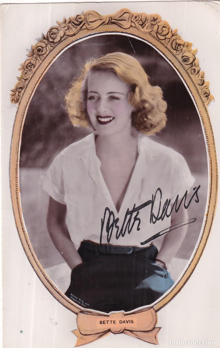 Cine: Postal con aut&oacute;grafo original de la actriz Bette Davis