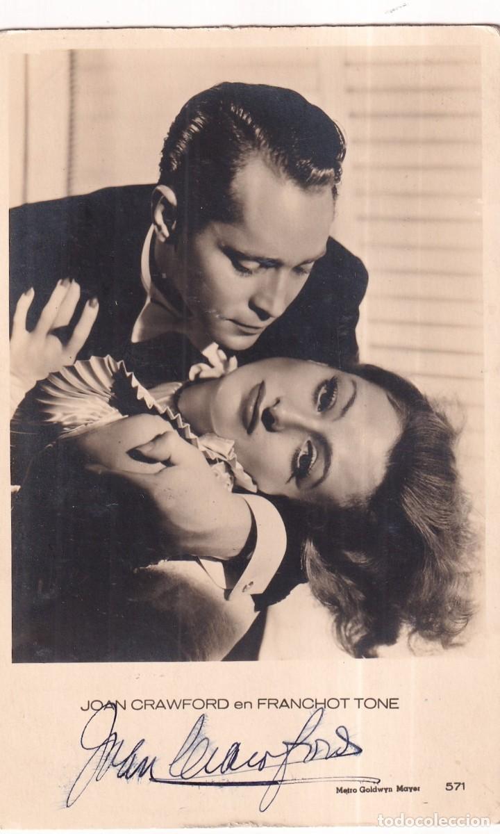 Cine: Postal con aut&oacute;grafo original de la actriz Joan Crawford en FRANCHOT TONE.