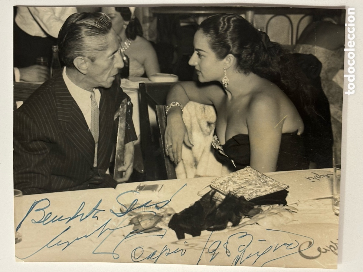 Cine: Foto original de Lola Flores con aut&oacute;grafo de Agust&iacute;n Lara en el cabaret Capri de M&eacute;xico 1953 M