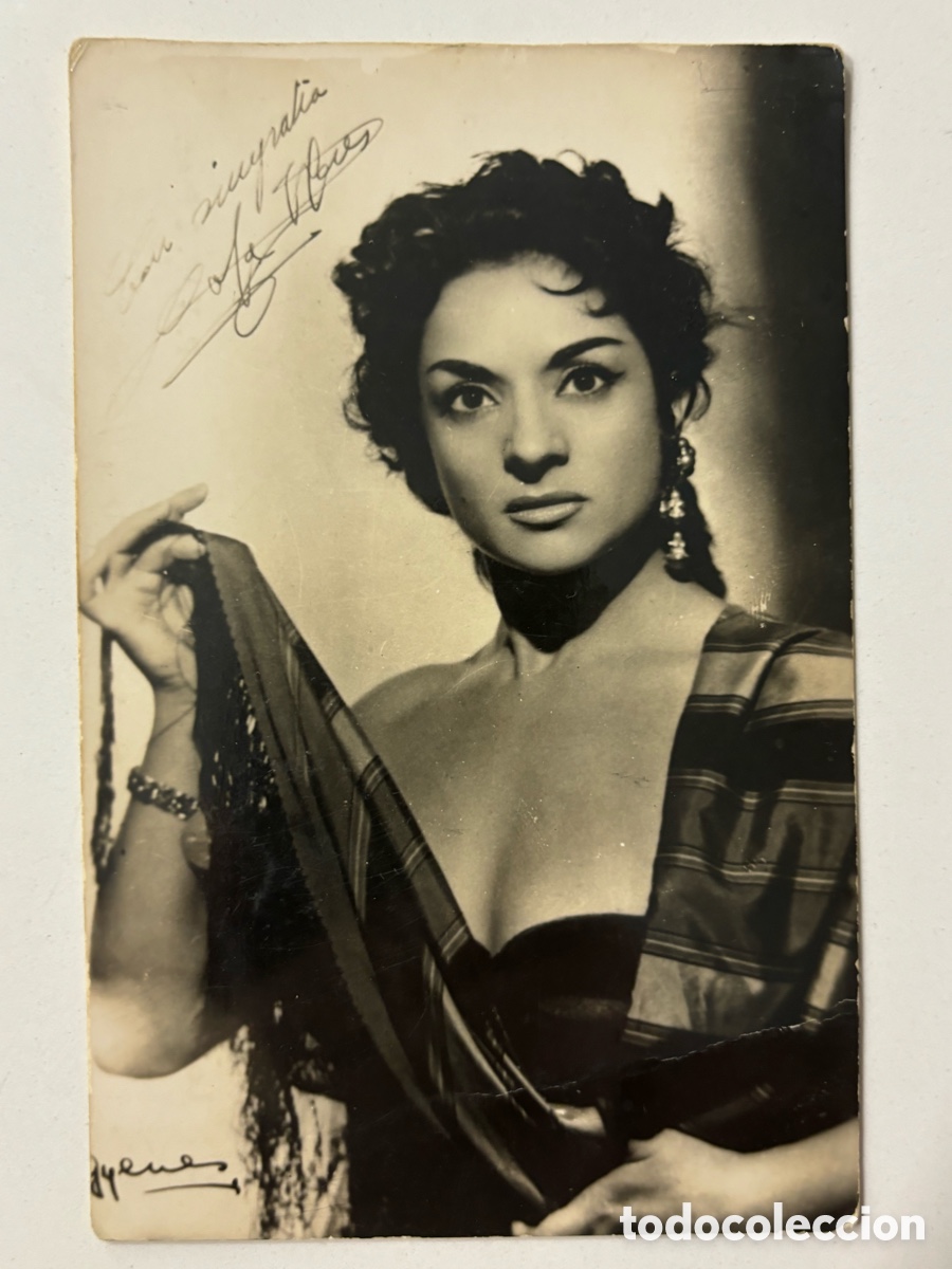 Cine: Antigua tarjeta postal con aut&oacute;grafo impreso de Lola Flores M