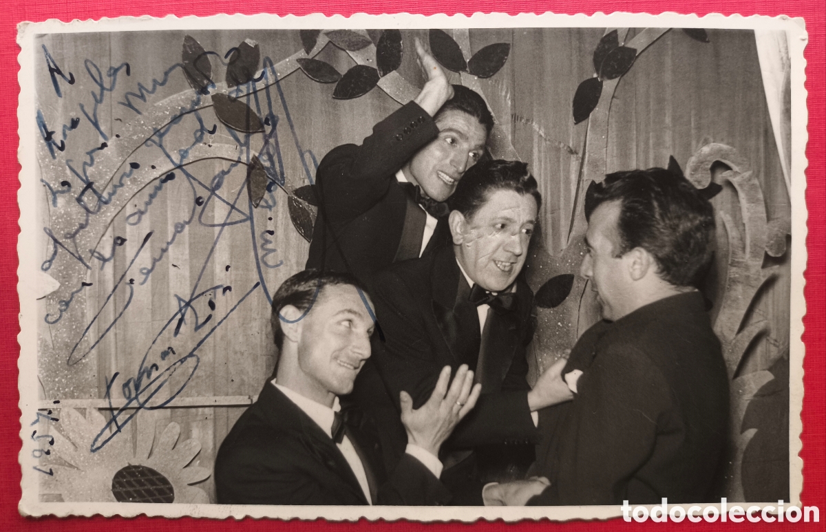 Cine: TRIO C&Oacute;MICO TOM&Aacute;S ZORI FERNANDO SANTOS MANOLO CODESO FOTOGRAF&Iacute;A FIRMADA Y DEDICADA 1957