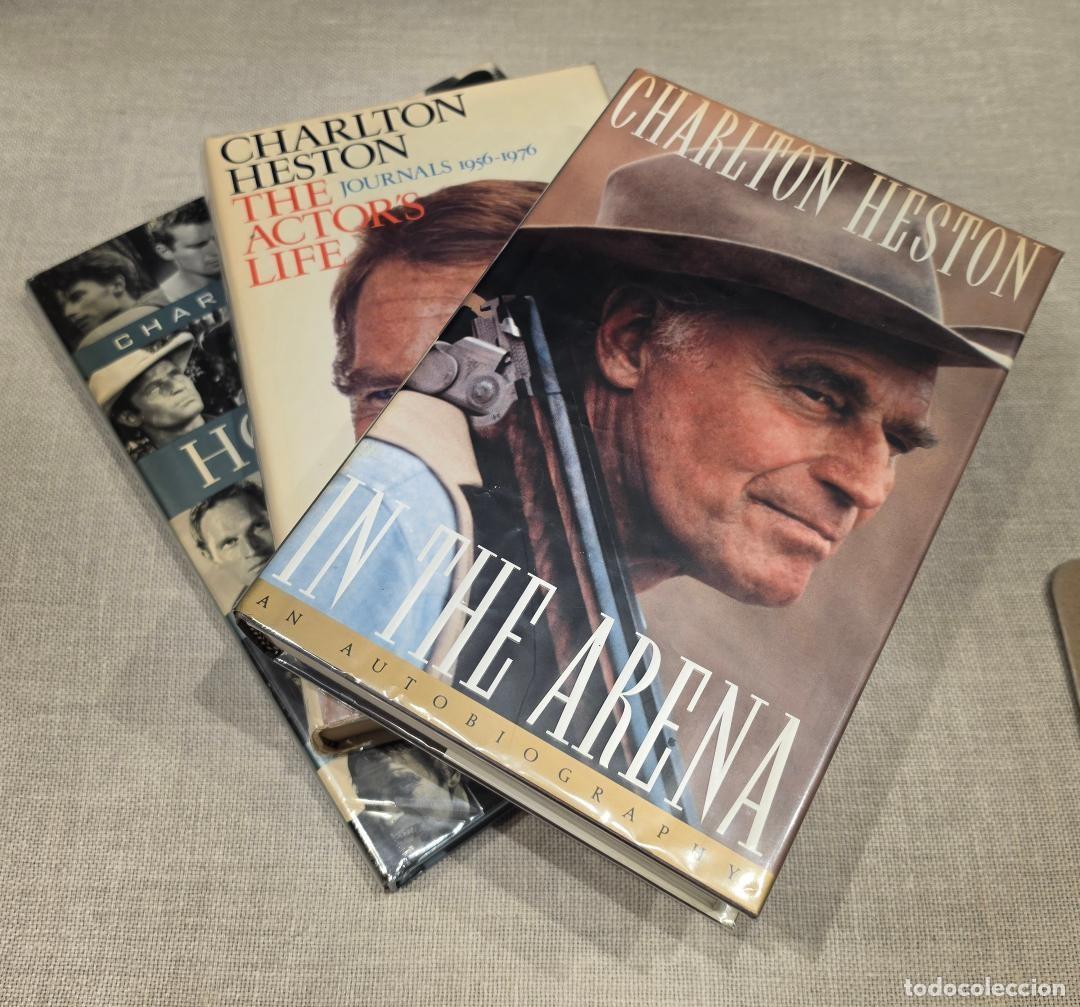 Cine: 3 LIBROS BIOGR&Aacute;FICOS DE CHARLTON HESTON CON FIRMAS ORIGINALES DEL ACTOR - COMO NUEVOS