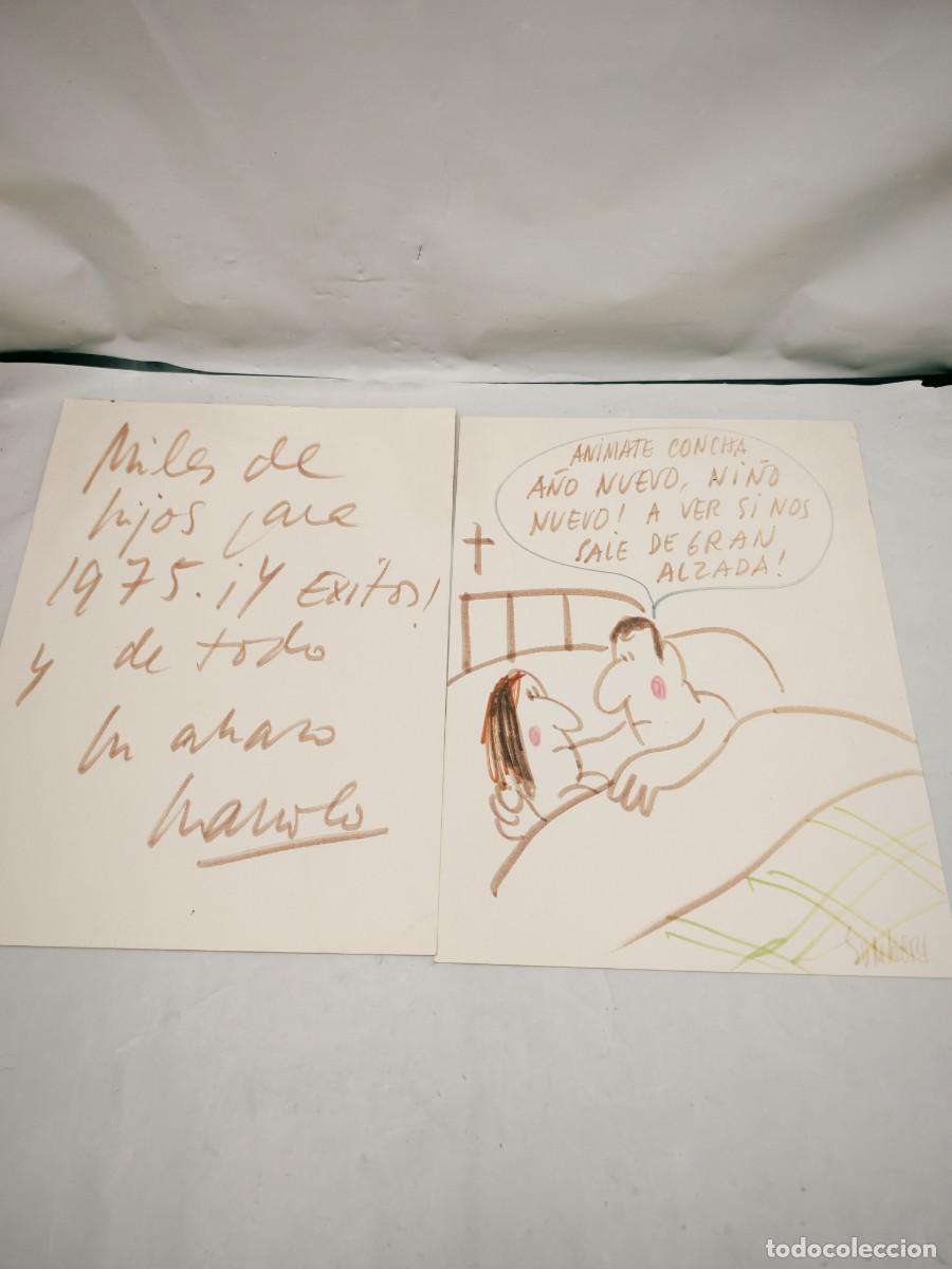 Cine: Hoja 21x15 cms con Dibujo Chiste de Summers + Hoja 21x15 cms con Dedicatoria de Summers