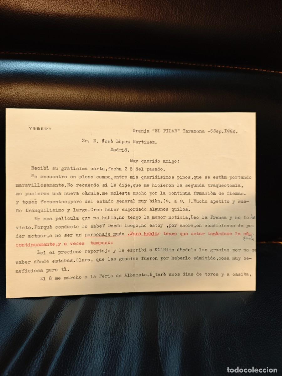 Cine: CARTA JOS&Eacute; ISBERT CON FIRMA AUT&Oacute;GRAFA ORIGINAL - Mitoman&iacute;a