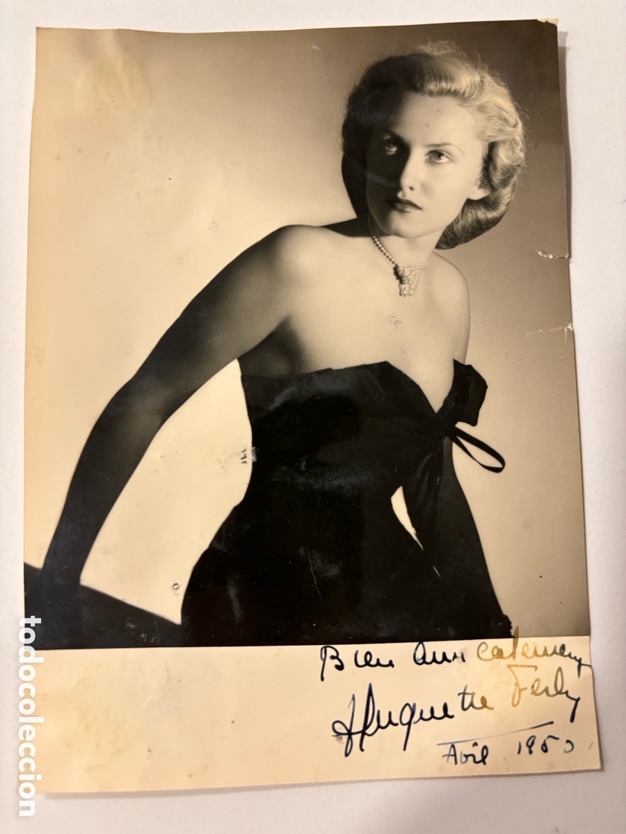 Cine: Foto original con aut&oacute;grafo de la actriz Huguette Ferly foto Sam Levin