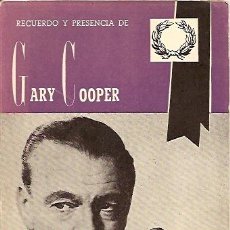 Cine: GARY COOPER LIBRETO DE 40 PAGINAS POR CARLOS FERNANDEZ CUENCA. Lote 14316648