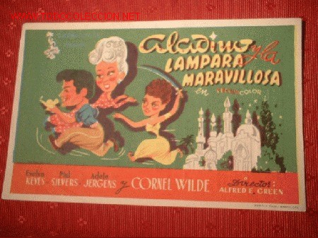 Cinema: FOLLETO DE LA PELICULA -ALADINO Y LA LAMPARA MARAVILLOSA- CORNEL WILDE, EVELYN KEYES. PHIL SILVERS.