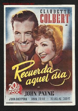 Cine: Recuerda aquel dia (Claudette Colbert, John Payne) (doble) - Foto 1