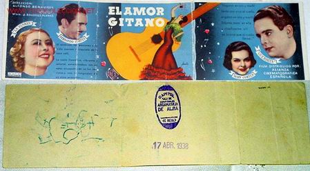 Cine: ANTIGUO PROGRAMA DE MANO  ORIGINAL DOBLE EL AMOR GITANO A&Ntilde;OS 40 - Foto 1