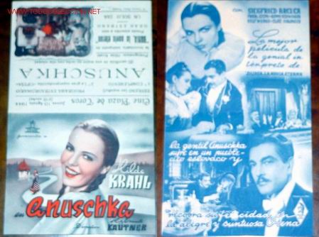 Cine: ANTIGUO PROGRAMA DE MANO   DOBLE Y    ORIGINAL ANUSCHKA A&Ntilde;OS 40 - Foto 1