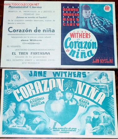 Cine: ANTIGUO PROGRAMA DE MANO   DOBLE Y    ORIGINAL CORAZON DE NI&Ntilde;A A&Ntilde;OS 40 - Foto 1