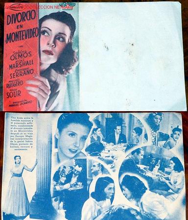 Cine: ANTIGUO PROGRAMA DE MANO    DOBLE Y    ORIGINAL DIVORCIO EN MONTEVIDEO  A&Ntilde;OS 40 - Foto 1
