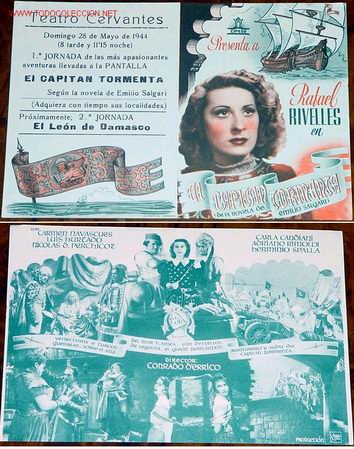Cine: ANTIGUO PROGRAMA DE MANO    DOBLE Y    ORIGINAL EL CAPITAN TORMENTA A&Ntilde;OS 40 - Foto 1