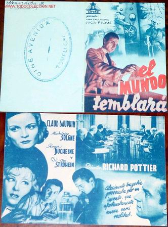  Flyers Publicitaires de films Anciens: ANTIGUO PROGRAMA DE MANO DOBLE Y ORIGINAL EL MUNDO TEMBLARA A&Ntilde;OS 40