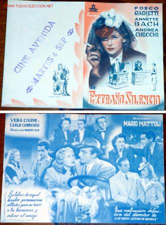 Cine: ANTIGUO PROGRAMA DE MANO DOBLE Y ORIGINAL EXTRA&Ntilde;O SILENCIO A&Ntilde;OS 40 - Foto 1