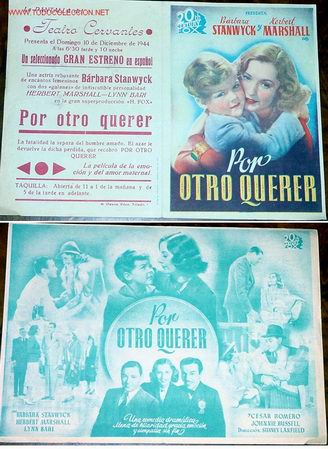Cine: ANTIGUO PROGRAMA DE MANO POR OTRO QUERER DOBLE Y ORIGINAL A&Ntilde;OS 40