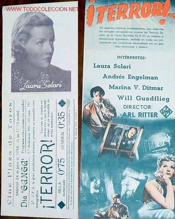 Cine: ANTIGUO PROGRAMA DE MANO TERROR DOBLE Y ORIGINAL A&Ntilde;OS 40 - Foto 1