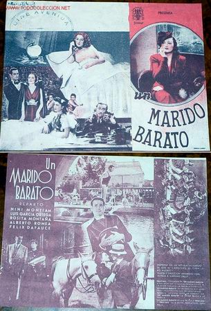 Folhetos de m&atilde;o de filmes antigos de cinema: ANTIGUO PROGRAMA DE MANO UN MARIDO BARATO DOBLE Y ORIGINAL A&Ntilde;OS 40
