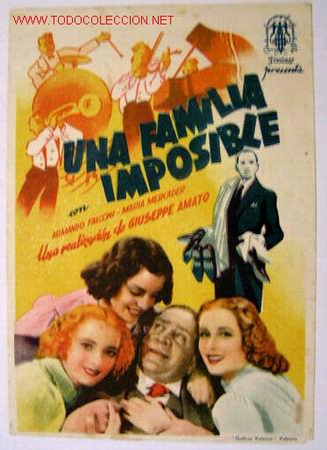 Folhetos de m&atilde;o de filmes antigos de cinema: UNA FAMILIA IMPOSIBLE