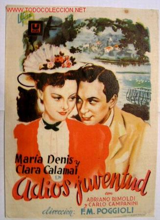 Folhetos de m&atilde;o de filmes antigos de cinema: ADIOS JUVENTUD