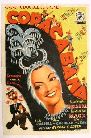 Folhetos de m&atilde;o de filmes antigos de cinema: COPACABANA