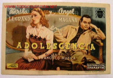 Folhetos de m&atilde;o de filmes antigos de cinema: ADOLESCENCIA