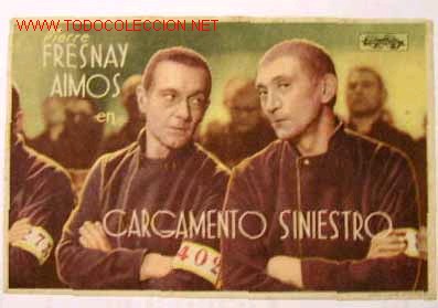 Folhetos de m&atilde;o de filmes antigos de cinema: CARGAMENTO SINIESTRO