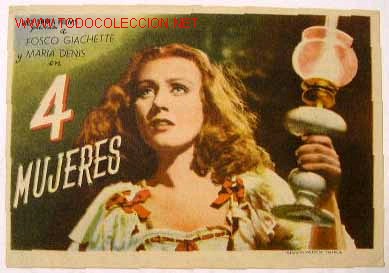 Folhetos de m&atilde;o de filmes antigos de cinema: 4 MUJERES (cuatro mujeres)
