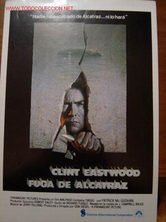 Foglietti di film di film antichi di cinema: Gran folleto publicitario de la pelicula FUGA DE ALCATRAZ