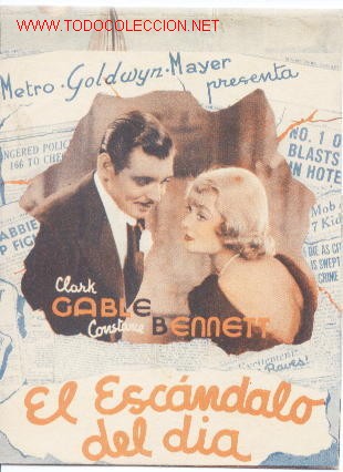 Cine: Clark Gable.El escandalo del dia.Diptico.original - Foto 1