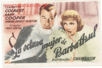 Cine: Programa La octava mujer de barba azul.1943.con publicidadde cine