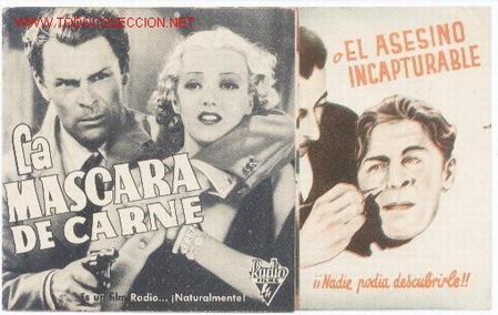 Cinema: Programa La mascara de carne.doble con publicidad.1936