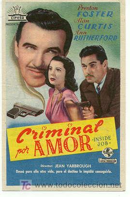 Cine: PROGRAMA DE MANO - CRIMINAL POR AMOR