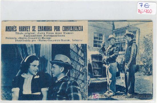 Folhetos de m&atilde;o de filmes antigos de cinema: (PG-900) PROGRAMA-FICHA ANDRES HARVEY SE ENAMORA POR CONVENIENCIA