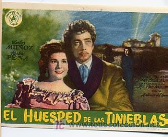 Folhetos de m&atilde;o de filmes antigos de cinema: EL HUESPED DE LAS TINIEBLAS  .  PM4677