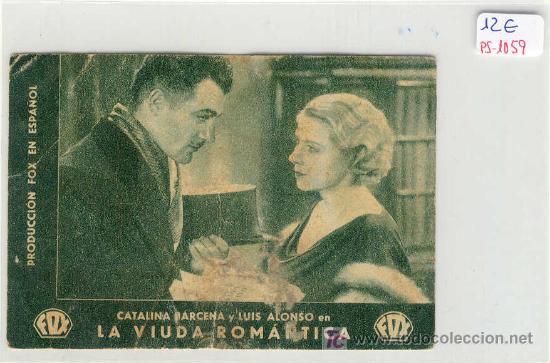 Folhetos de m&atilde;o de filmes antigos de cinema: (PG-1059)PROGRAMA DE CINE LA VIUDA ROMANTICA A&Ntilde;O 1933