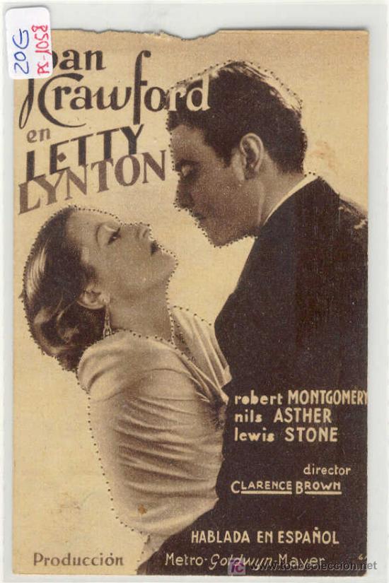 Foglietti di film di film antichi di cinema: (PG-1058)PROGRAMA DE CINE LETTY LYNTON A&Ntilde;OS 30 PUNTEADO